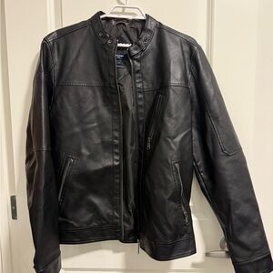 Jack and Jones Black Leather Jacket